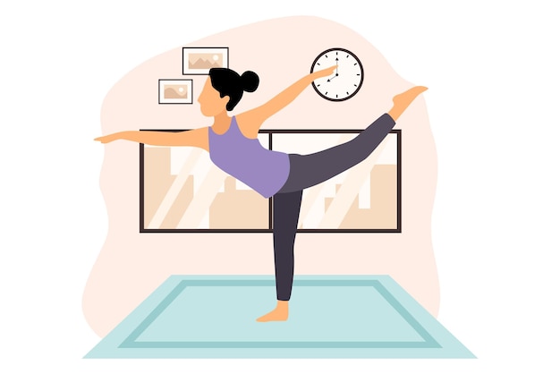 Vector ilustración del diseño plano de la actividad de yoga