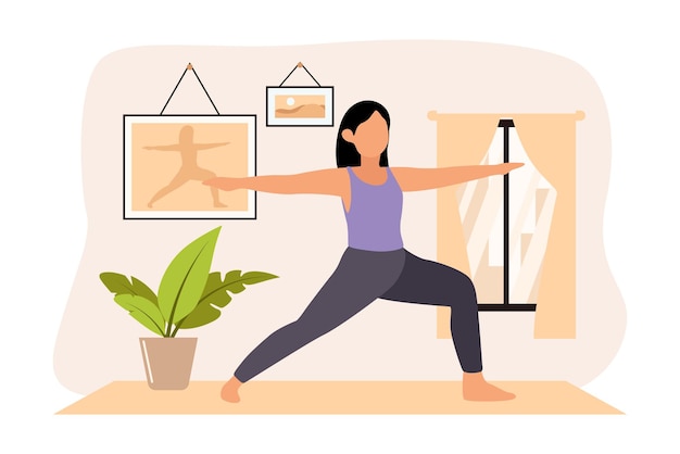 Vector ilustración del diseño plano de la actividad de yoga