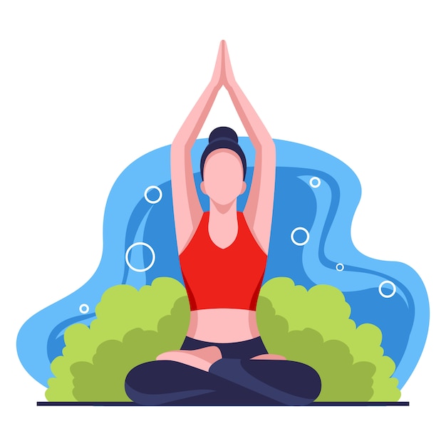 Vector ilustración de diseño plano de actividades de yoga