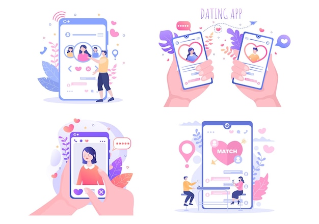 Ilustración de diseño plano de aplicación de citas