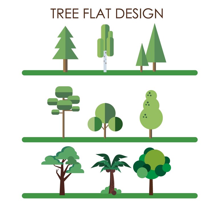Ilustración de diseño plano de árboles