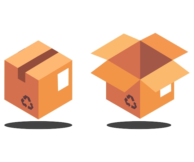 Ilustración de diseño plano de cajas de cartón realistas para el envío