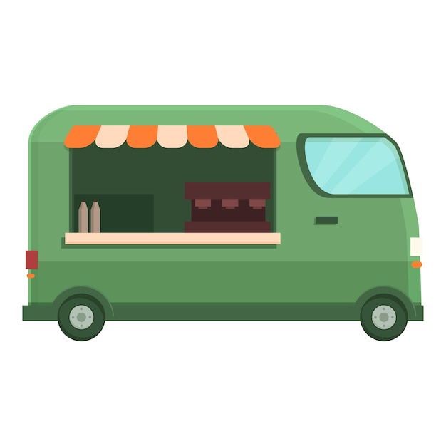 Ilustración de diseño plano de un camión de comida verde