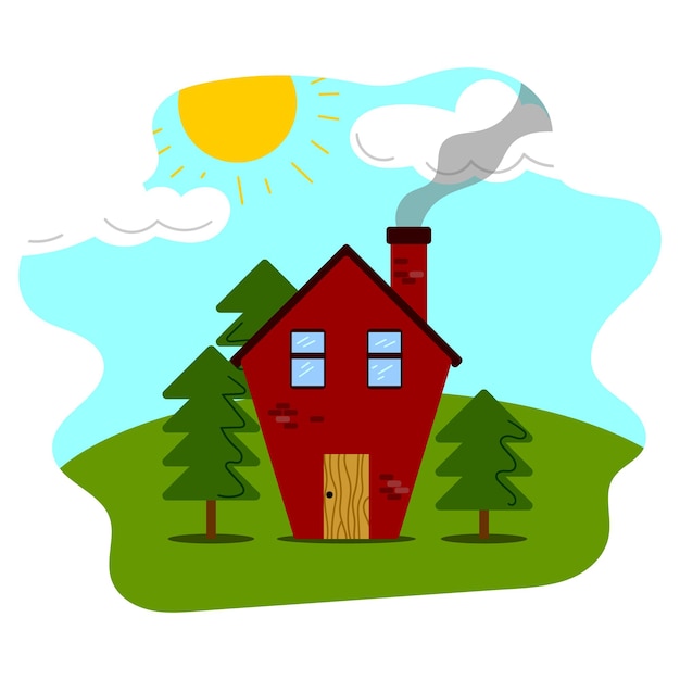 Ilustración de diseño plano de la casa de la colina