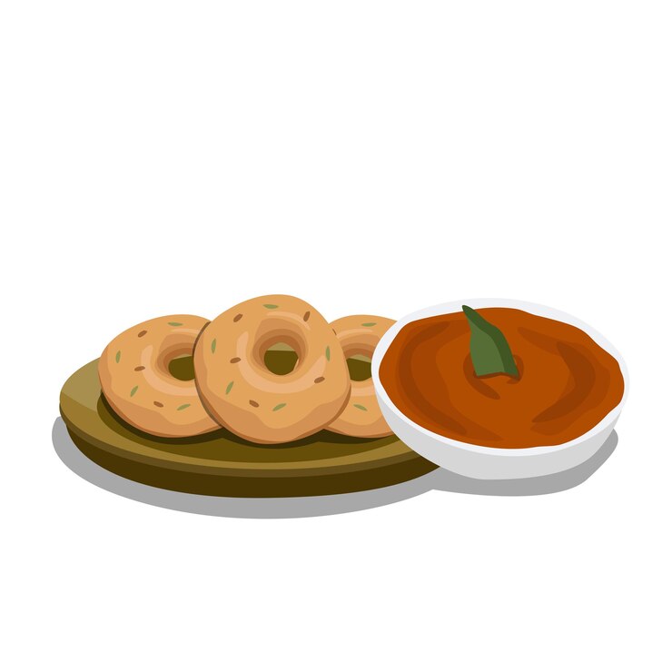 Vector ilustración de diseño plano de comida asiática vada