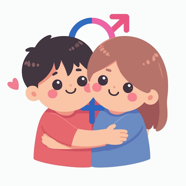 Ilustración de diseño plano del concepto de abrazo infantil