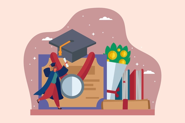 Vector ilustración de diseño plano del día de graduación