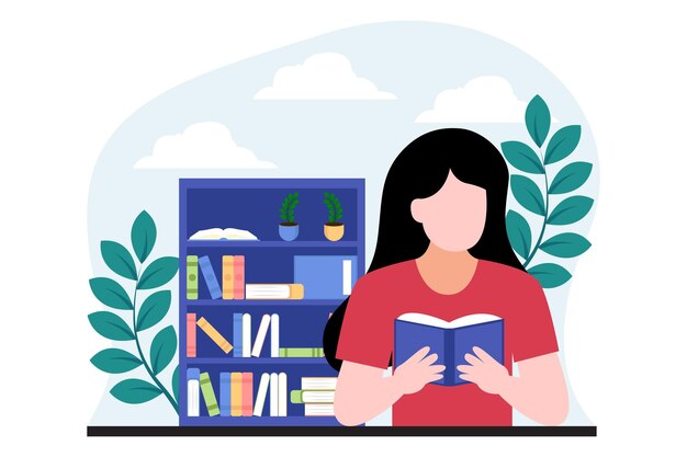 Ilustración del diseño plano del Día Mundial del Libro