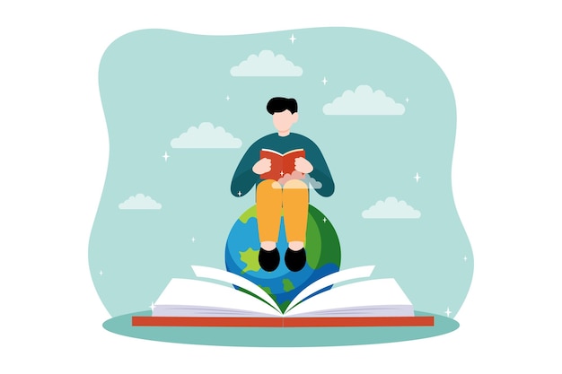Ilustración del diseño plano del Día Mundial del Libro