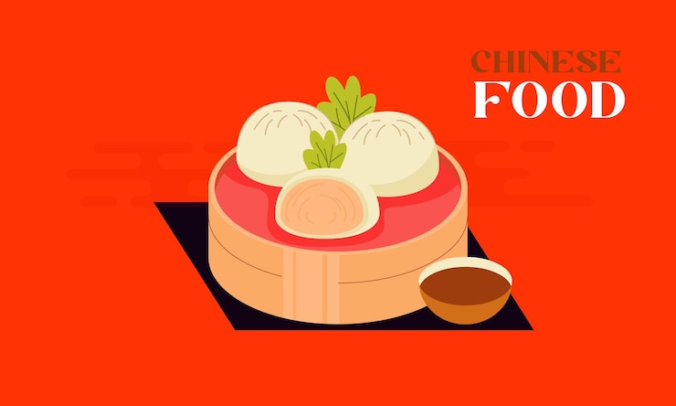 Vector ilustración de diseño plano dibujado a mano de comida china