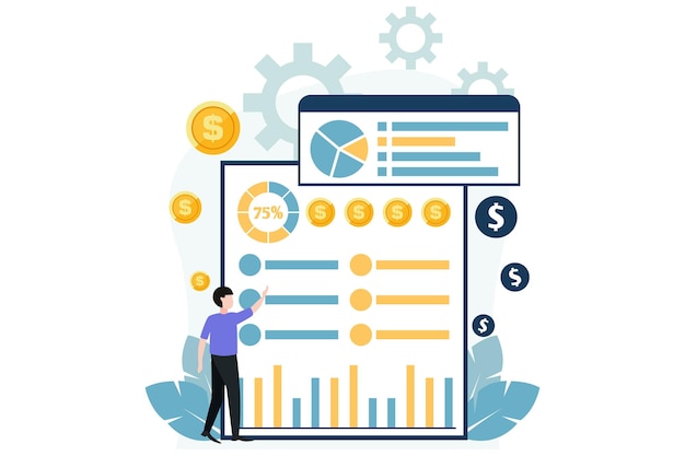 Ilustración de diseño plano de finanzas empresariales