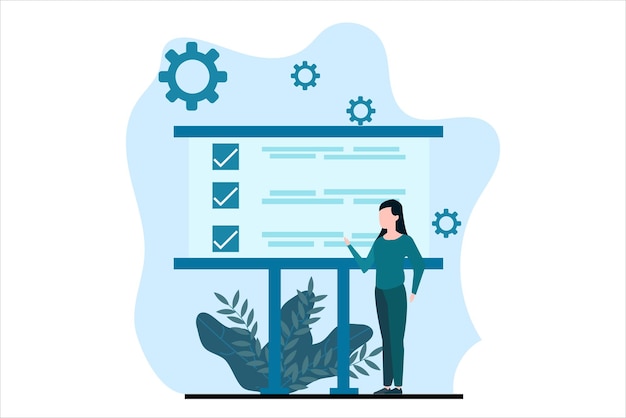 Ilustración de diseño plano de gestión empresarial