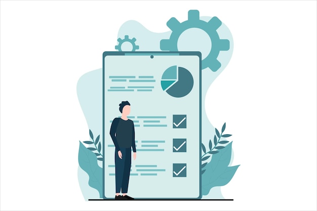 Ilustración de diseño plano de gestión empresarial
