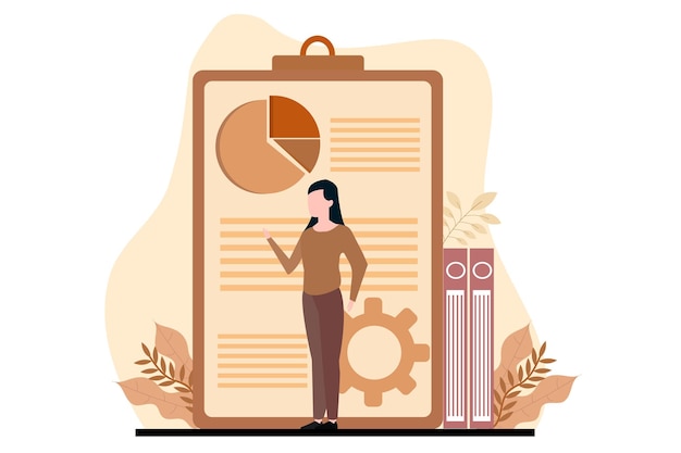 Ilustración de diseño plano de gestión empresarial