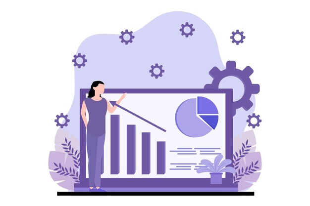 Ilustración de diseño plano de gestión empresarial