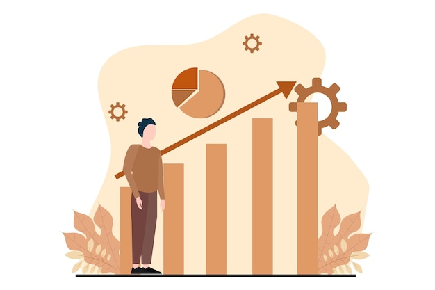 Ilustración de diseño plano de gestión empresarial