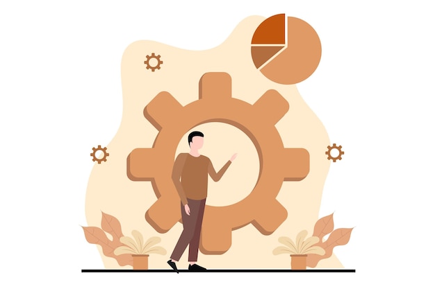 Ilustración de diseño plano de gestión empresarial
