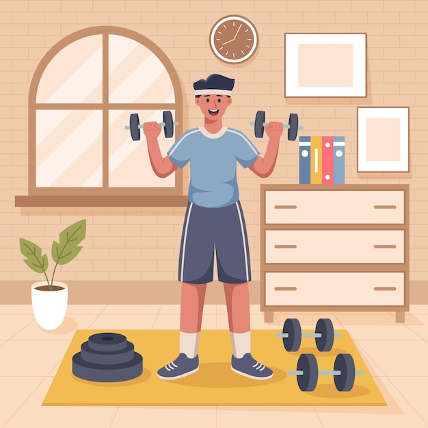 Ilustración de diseño plano de gimnasio de entrenamiento