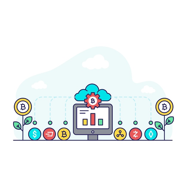 Ilustración de diseño plano del gobierno de datos en la nube