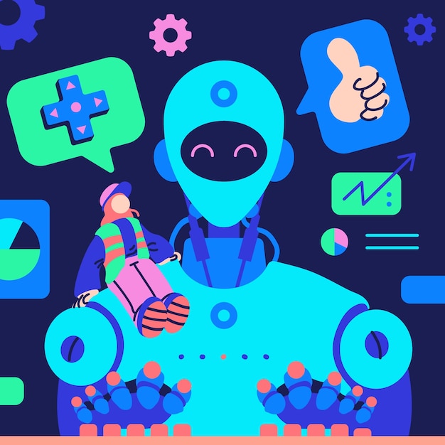 Ilustración de diseño plano de la industria 4.0