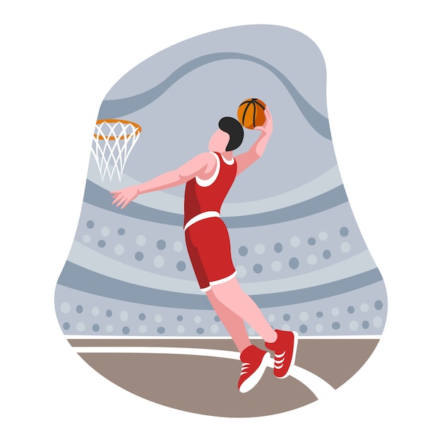 Ilustración de diseño plano de jugador de baloncesto