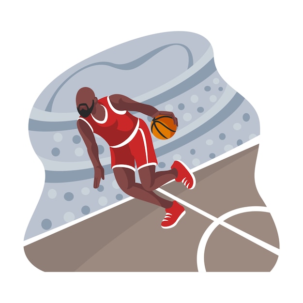 Vector ilustración de diseño plano de jugador de baloncesto