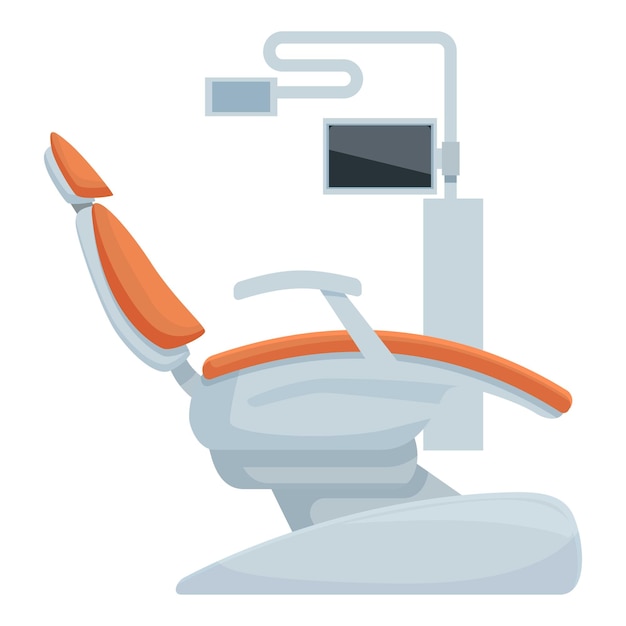 Ilustración de diseño plano limpio de una silla de dentista contemporánea con equipos