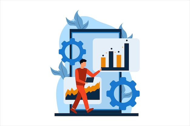 Ilustración de diseño plano de marketing empresarial