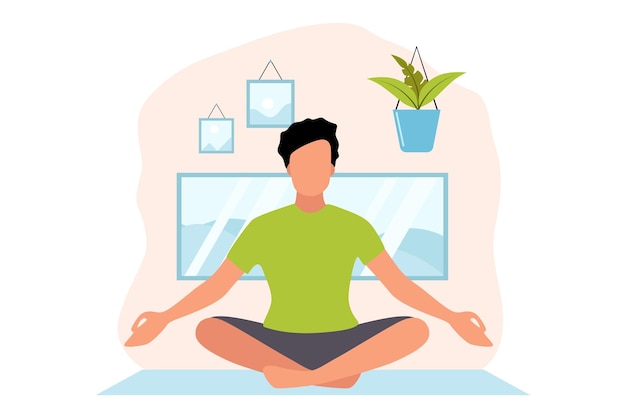 Vector ilustración de diseño plano de meditación de yoga