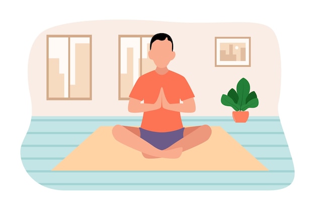 Vector ilustración de diseño plano de meditación de yoga