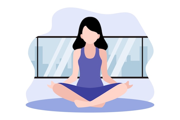 Ilustración de diseño plano de meditación de yoga