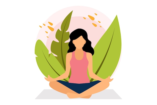 Ilustración de diseño plano de meditación de yoga