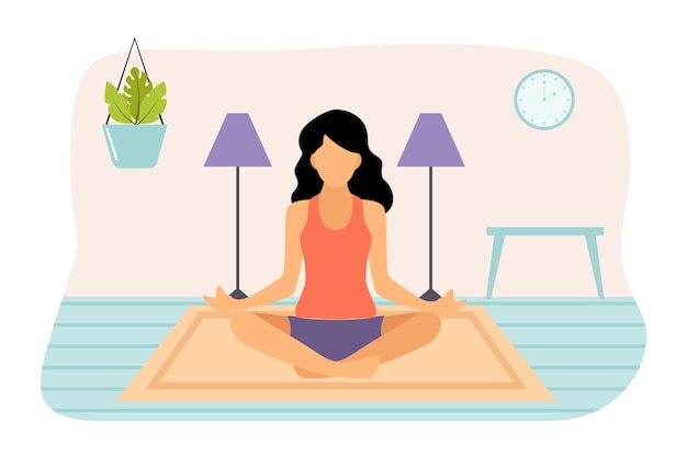 Vector ilustración de diseño plano de meditación de yoga