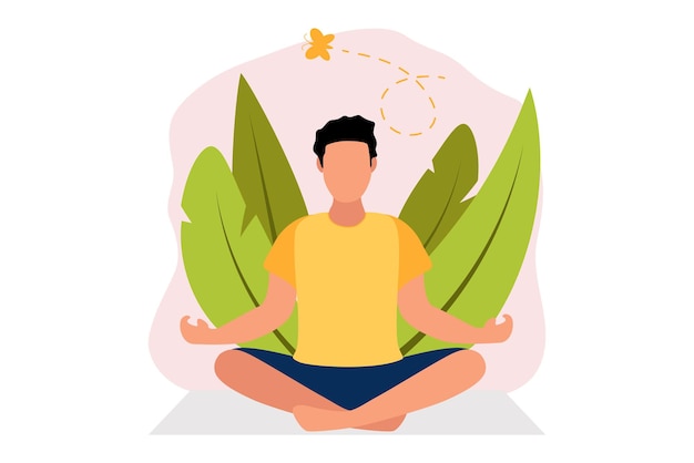 Vector ilustración de diseño plano de meditación de yoga