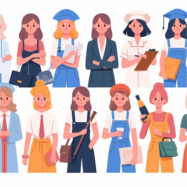 Una ilustración de diseño plano de una mujer con su trabajo para las vibraciones del día de la mujer