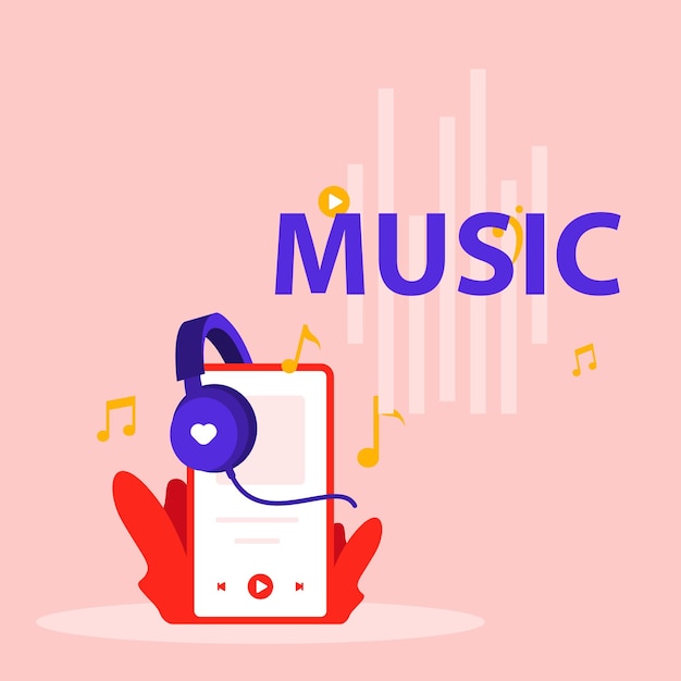 Vector ilustración de diseño plano de música con nota