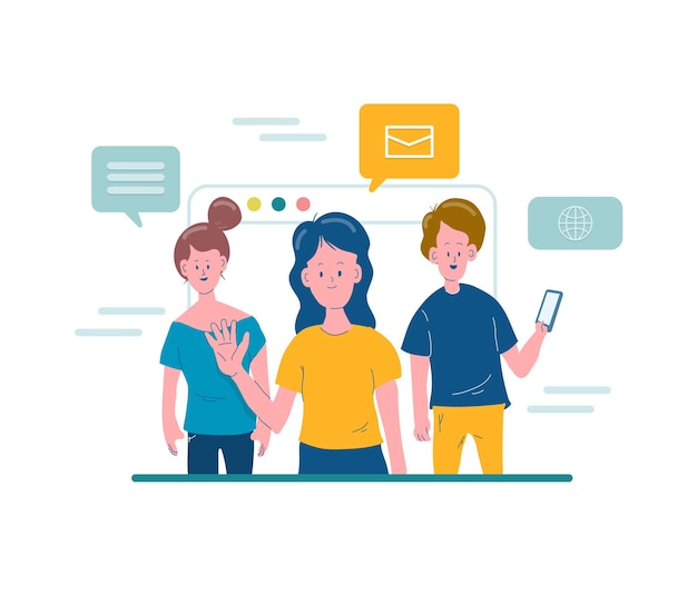 Ilustración de diseño plano para negocios de comunicación en línea