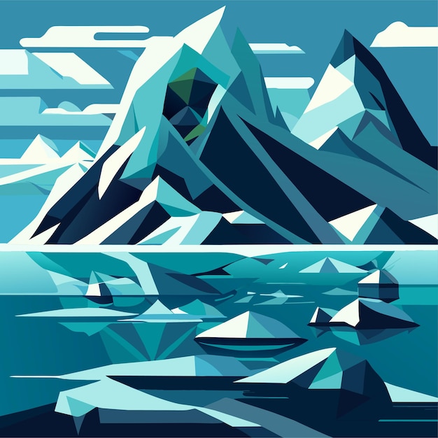 Vector ilustración de diseño plano paquete de iceberg o concepto de naturaleza de la colección de iceberg