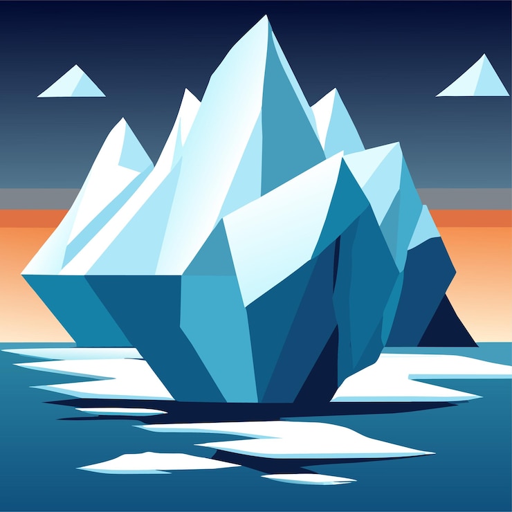 Vector ilustración de diseño plano paquete de iceberg o concepto de naturaleza de la colección de iceberg