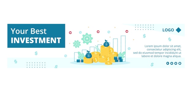 Ilustración de diseño plano de plantilla de banner de inversión empresarial editable de fondo cuadrado adecuado para redes sociales, tarjetas de felicitación y anuncios web en Internet