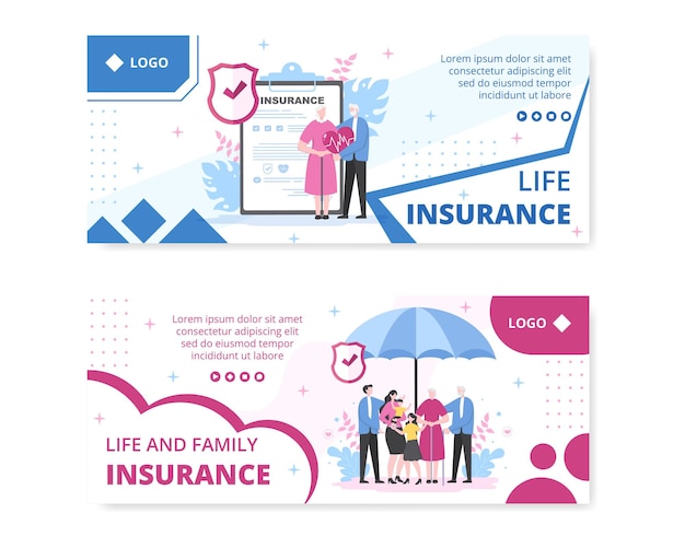 Vector ilustración de diseño plano de plantilla de banner de seguro de vida editable de fondo cuadrado adecuado para redes sociales, tarjetas de felicitación o anuncios web en internet