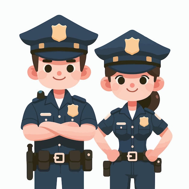 Ilustración de diseño plano de un policial y una policía