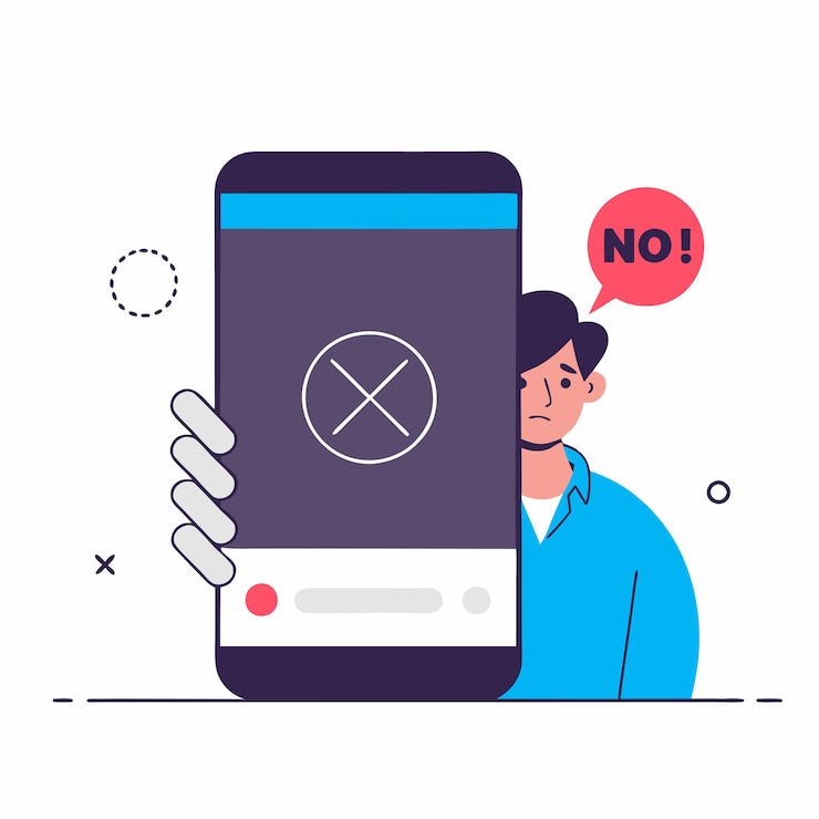 Vector una ilustración de diseño plano rechazada en las redes sociales