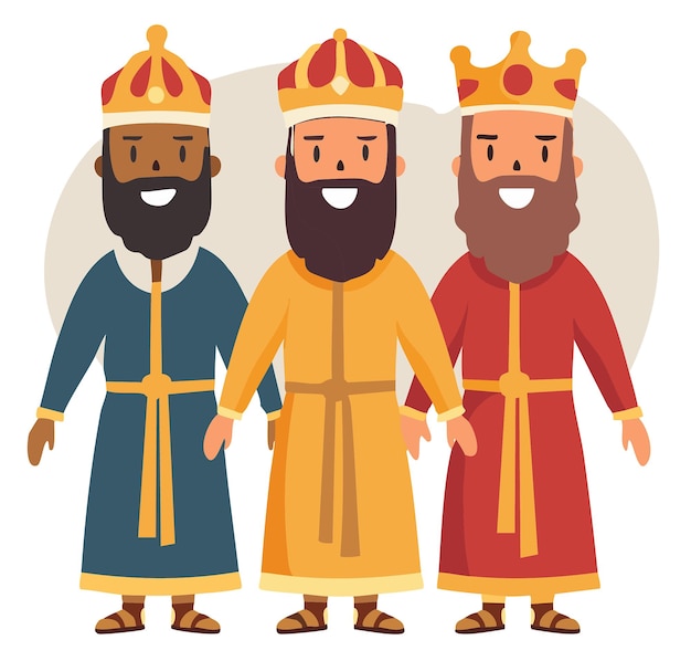 Ilustración del diseño plano de Reyes magos