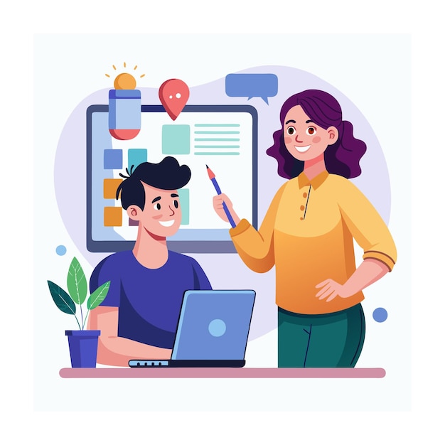 Ilustración de diseño plano de soporte al cliente
