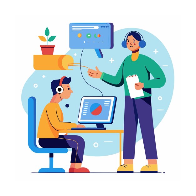 Ilustración de diseño plano de soporte al cliente