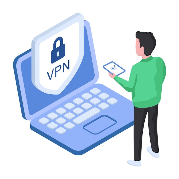 Una ilustración de diseño plano de VPN segura