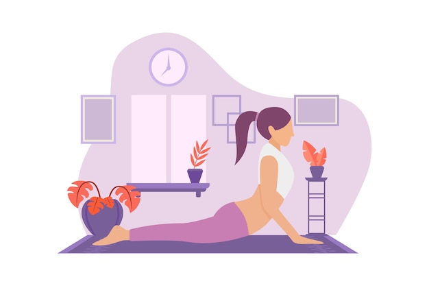 Ilustración de diseño plano de yoga interior