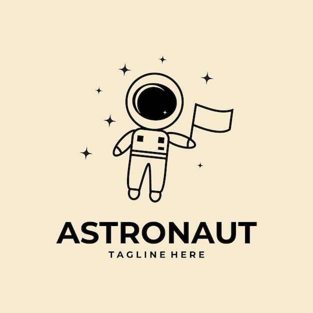 Vector ilustración del diseño de la plantilla del icono vectorial del logotipo del astronauta