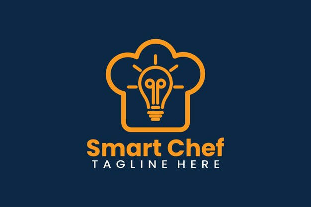 Vector ilustración de diseño de plantilla de logotipo de chef inteligente plano